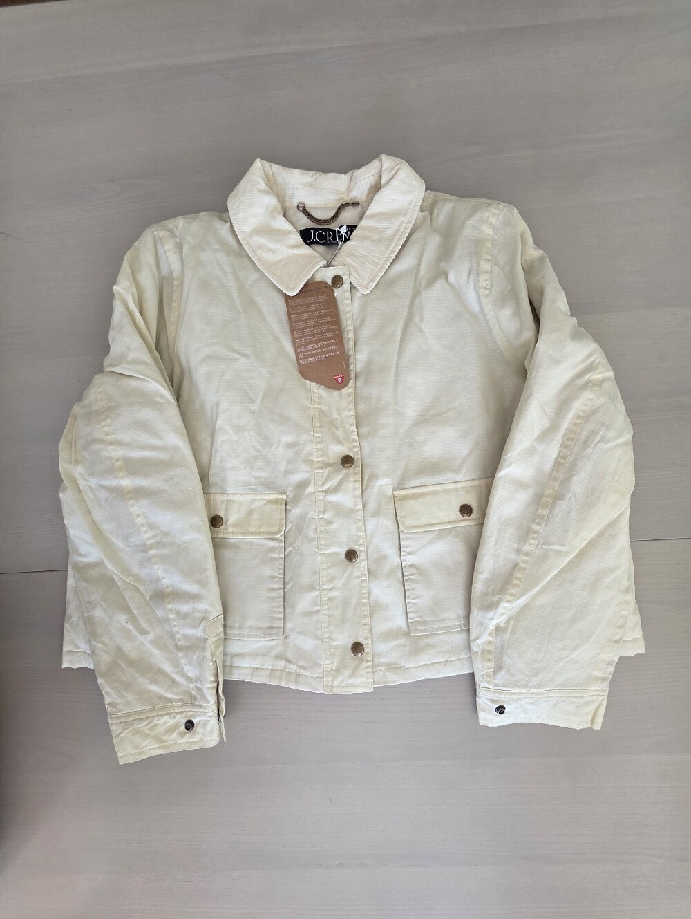 J.Crew Women’s Cropped Barn Jacket™ in ripstop cotton Sz XL $228 Cream - Picture 8 of 11